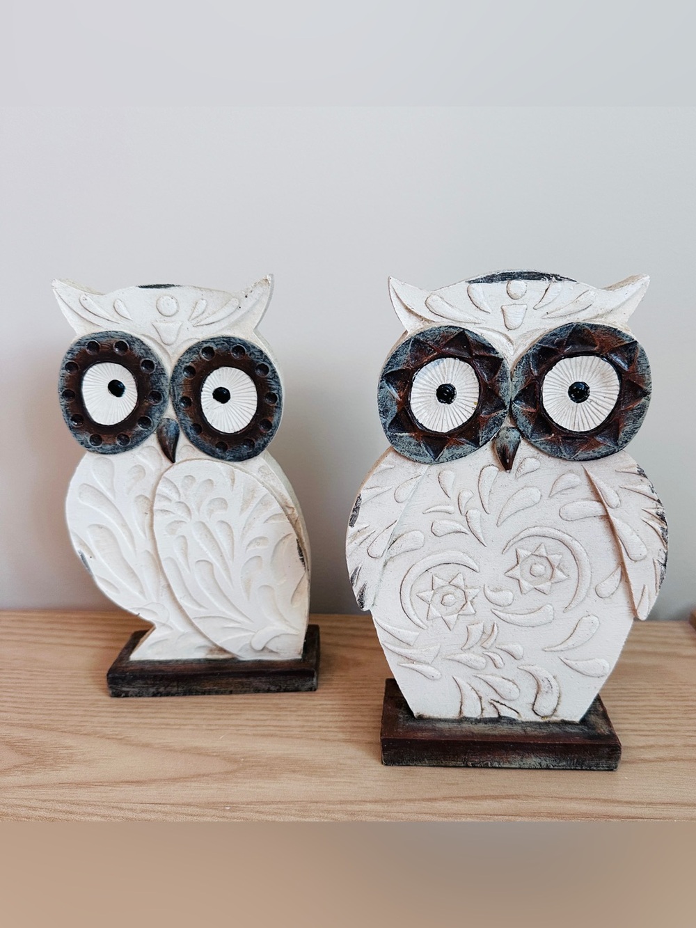 Pair of Owls Wooden Decor